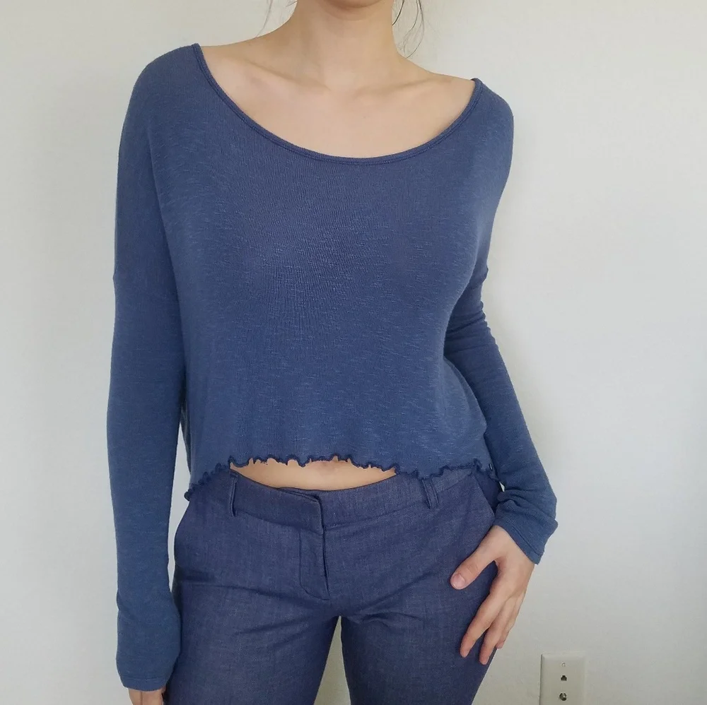 Blue Crochet Back Crop Top